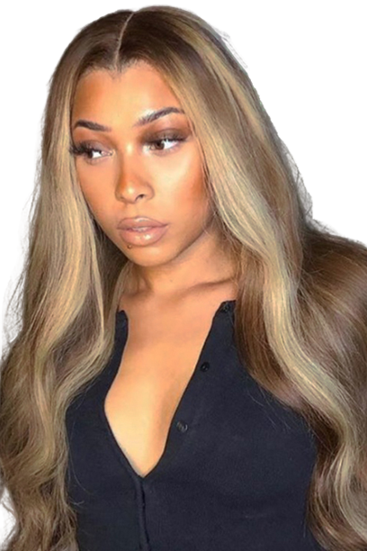 Tissage Brésilien en cheveux naturels - Ondulé Blond avec Mèches