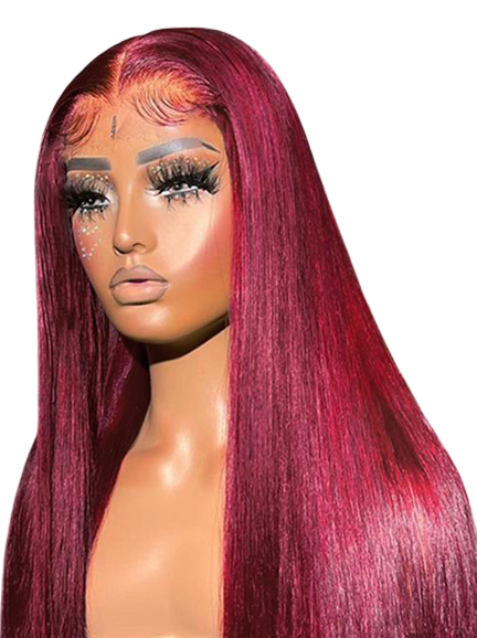 Perruque cheveux naturels Brésiliens lisses - Bordeaux