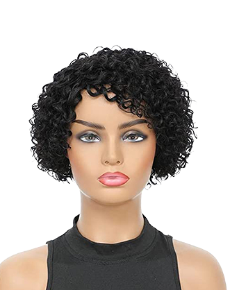 Perruque cheveux naturels Brésiliens Ondulé courte - Brune