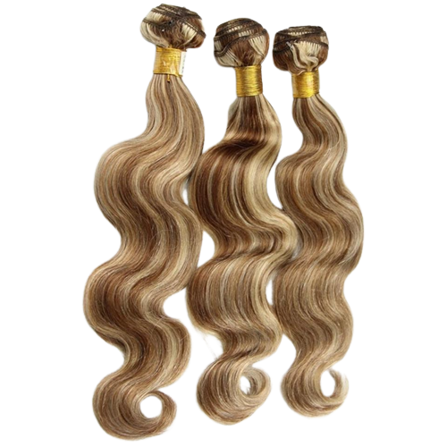 Tissage Brésilien en cheveux naturels - Ondulé Blond avec Mèches