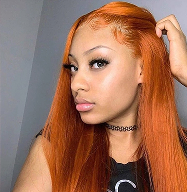 Perruque cheveux naturels longue/lisse - Rousse