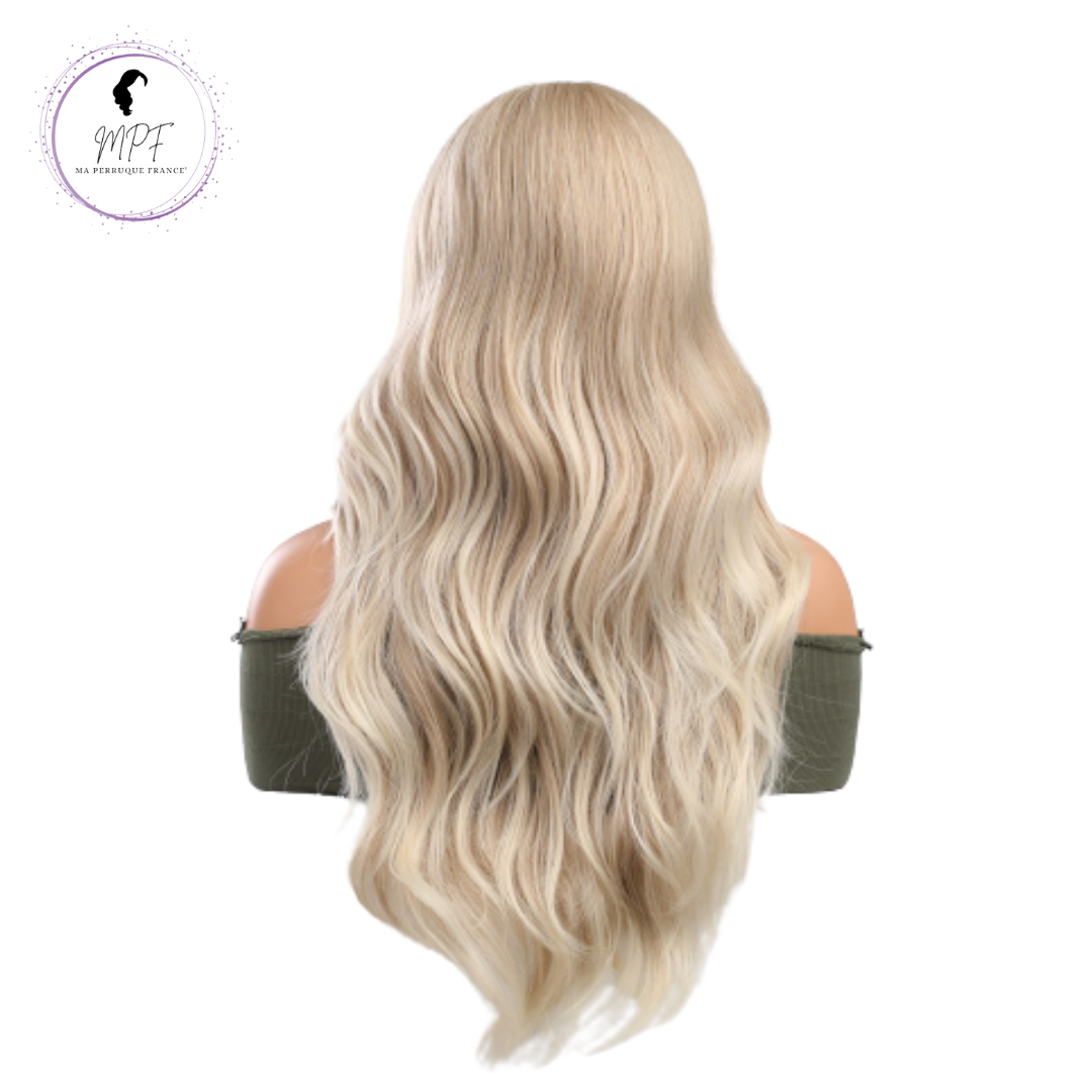 Perruque bob cheveux synthétiques longue/ondulée - Blonde