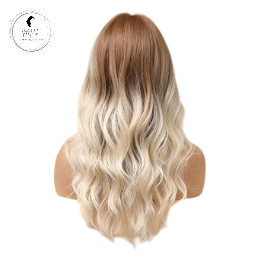 Perruque bob cheveux synthétiques longue/ondulée - Blonde