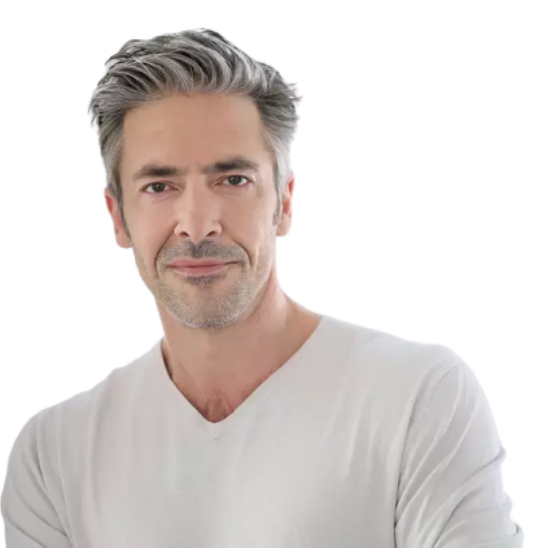 Complément capillaire Homme - Gris 100% cheveux naturels
