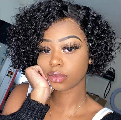 Perruque cheveux naturels Brésiliens Ondulé courte - Brune