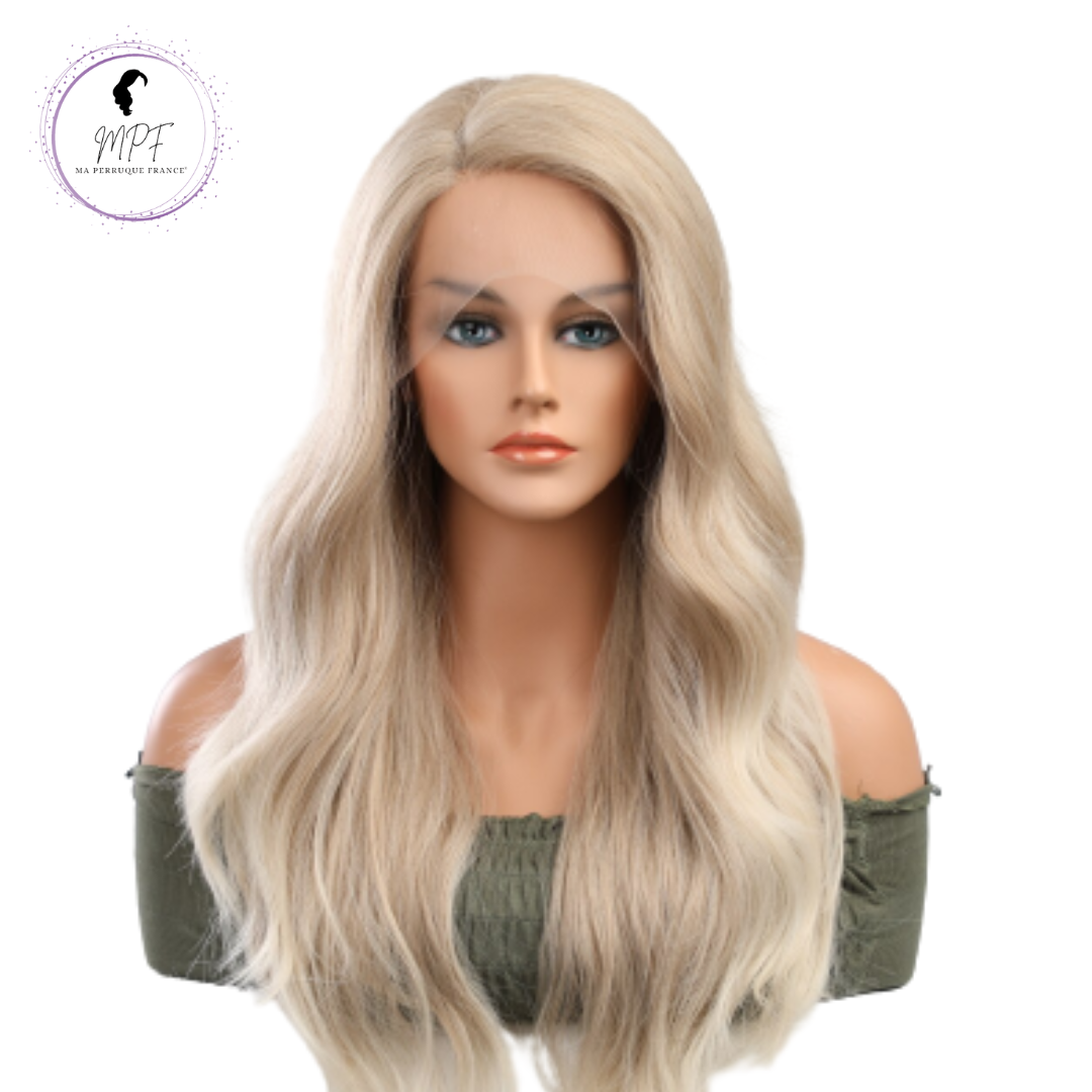 Perruque bob cheveux synthétiques longue/ondulée - Blonde
