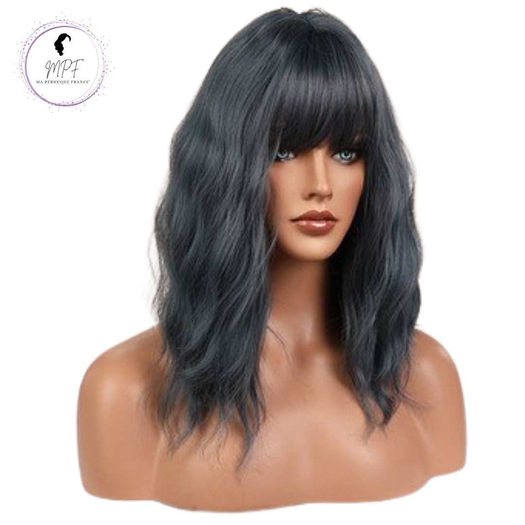 Perruque bob cheveux synthétiques Court/ondulée - Couleur Verte