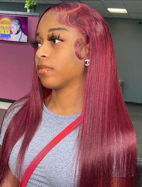 Perruque cheveux naturels Brésiliens lisses - Bordeaux