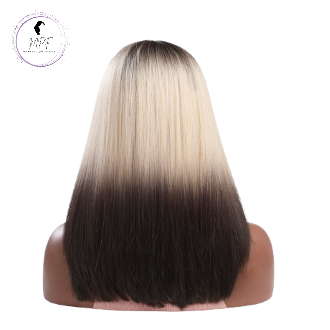 Perruque bob cheveux synthétiques Tie and dye courte/lisse - Blonde Brune