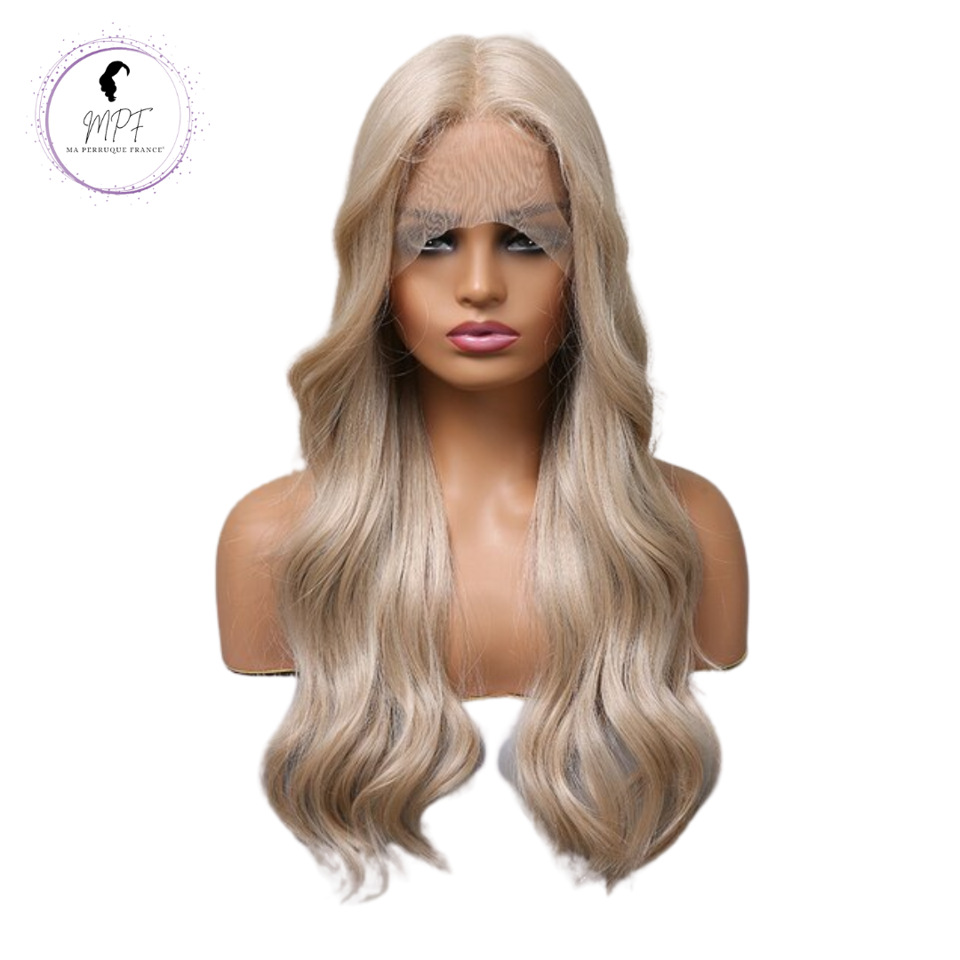 Perruque bob cheveux synthétiques longue/ondulée - Blonde