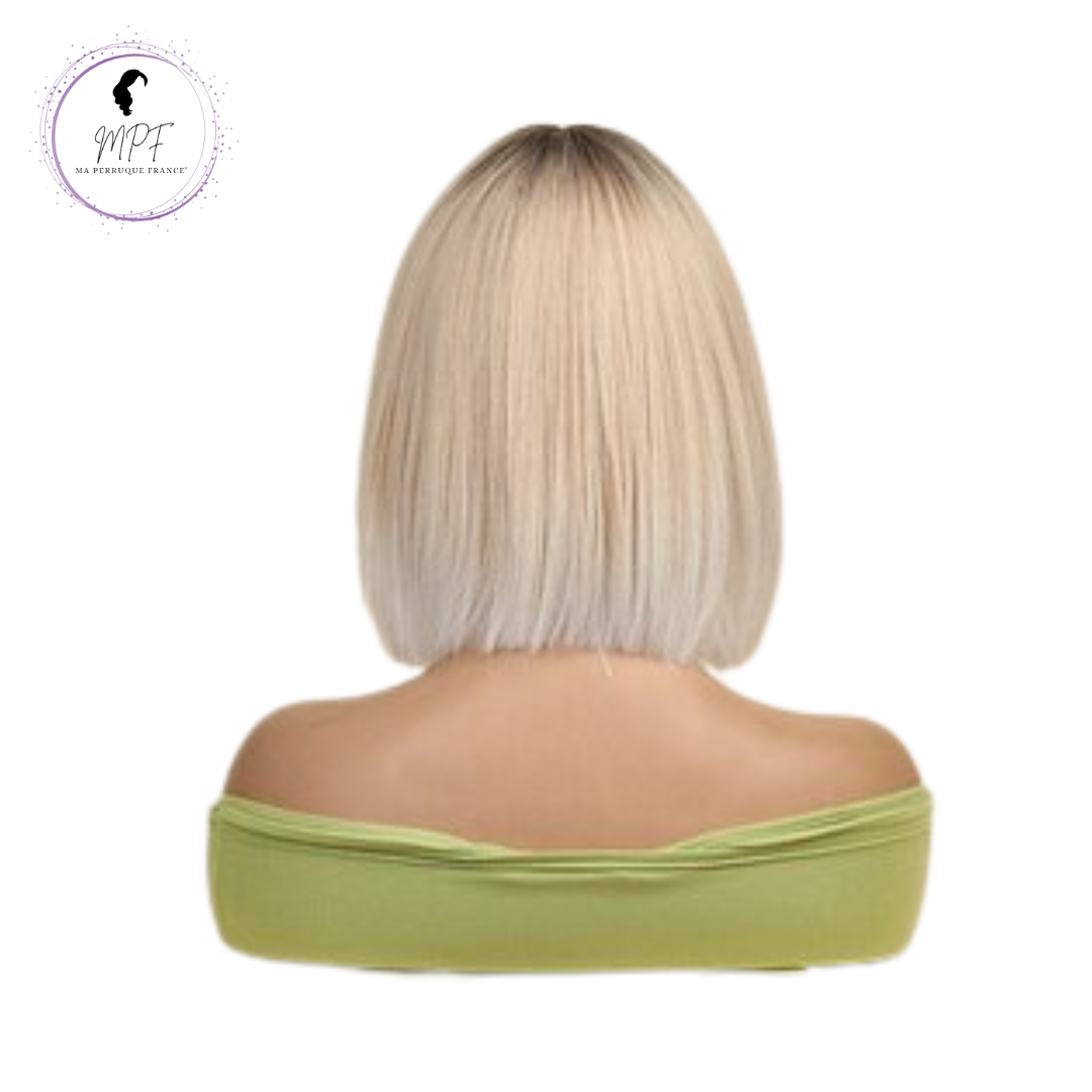 Perruque bob cheveux synthétiques Court/lisse - Blonde 1 support multimédia sur 2