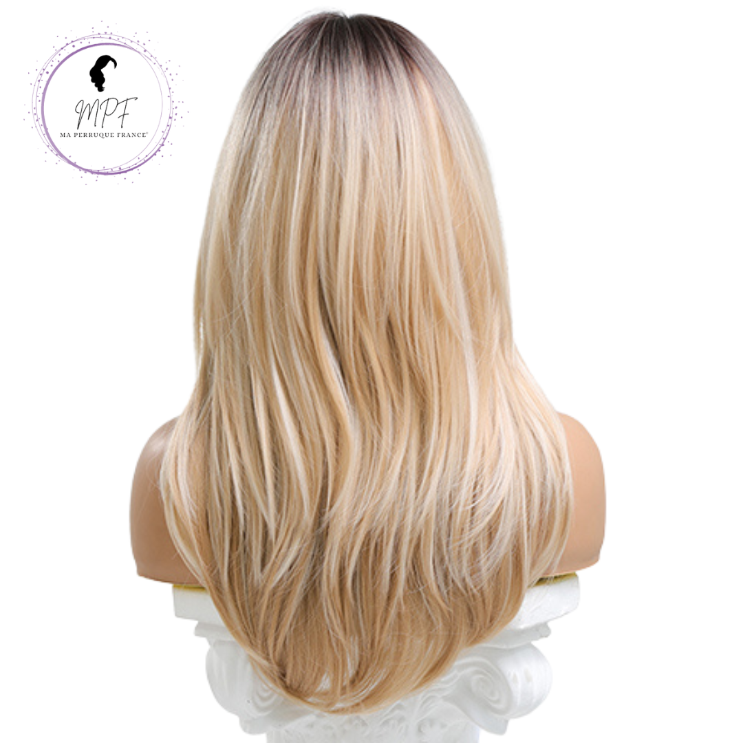 Perruque cheveux synthétique mi-long/lisse - Blonde
