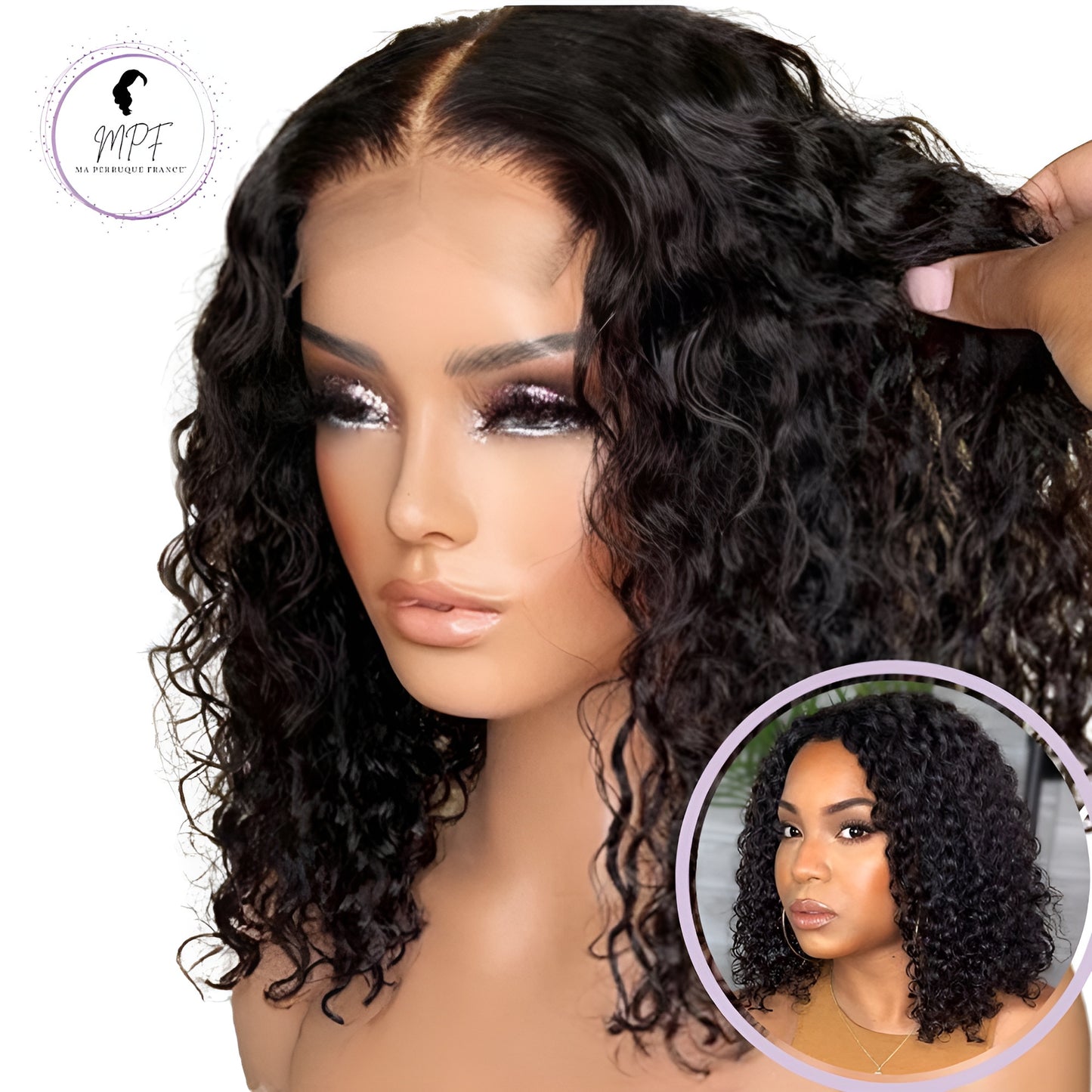 Perruque cheveux naturels Brésiliens Ondulé - Brune