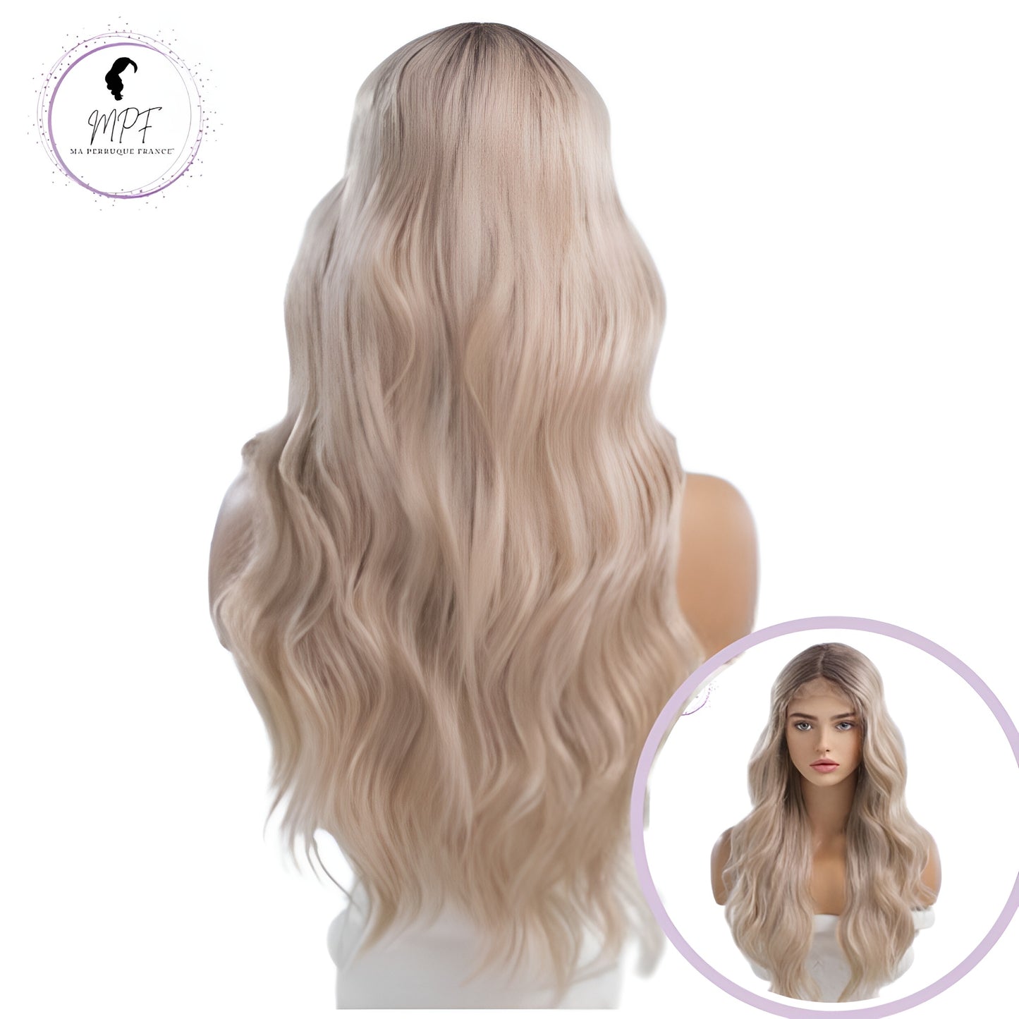 Perruque bob cheveux synthétiques longue/ondulée - Blonde