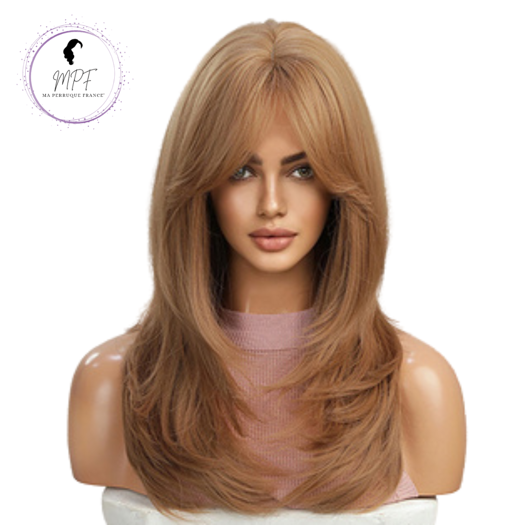 Perruque bob cheveux synthétiques mi-longue/lisse - Blonde