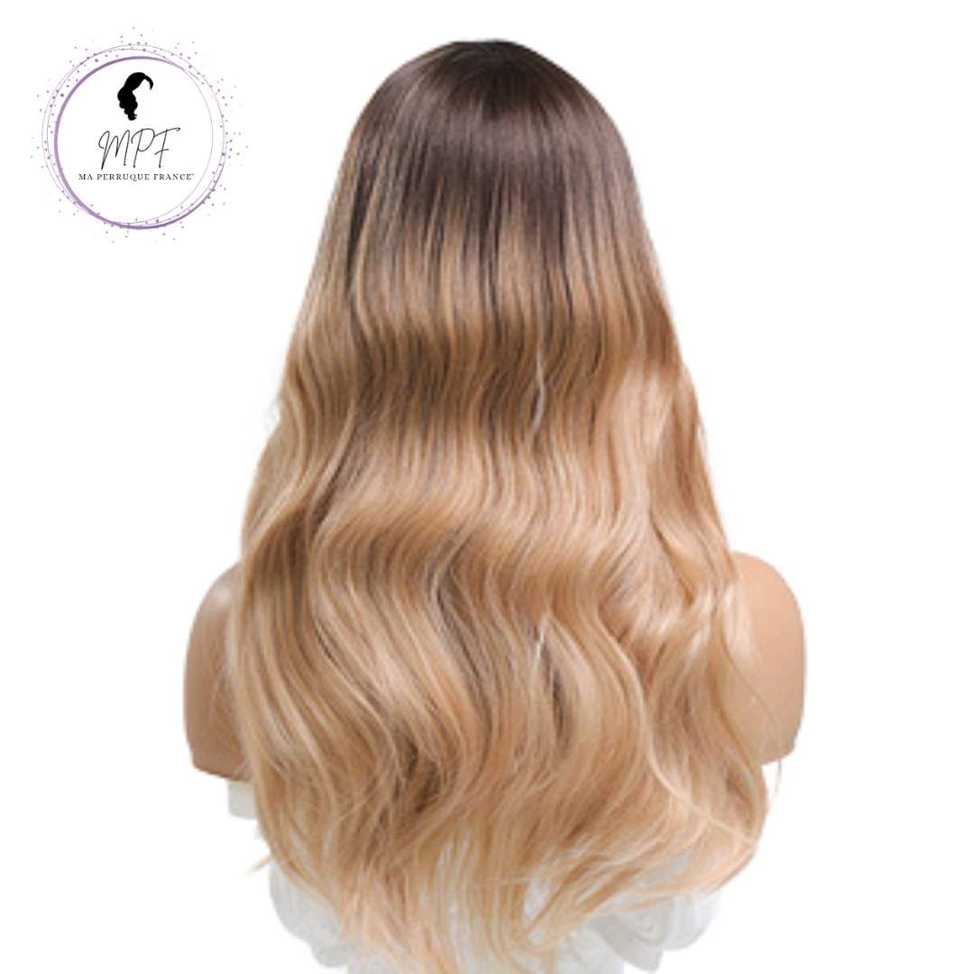 Perruque bob cheveux synthétiques longue/ondulée - Blonde
