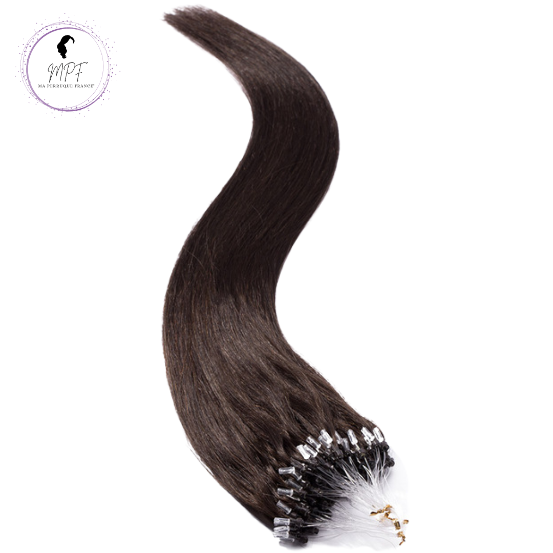 Extension à froid micro anneaux en cheveux 100% naturels - Brun chocolat