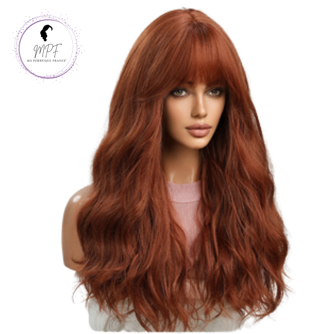 Perruque bob cheveux synthétiques longue/ondulée - Rousse