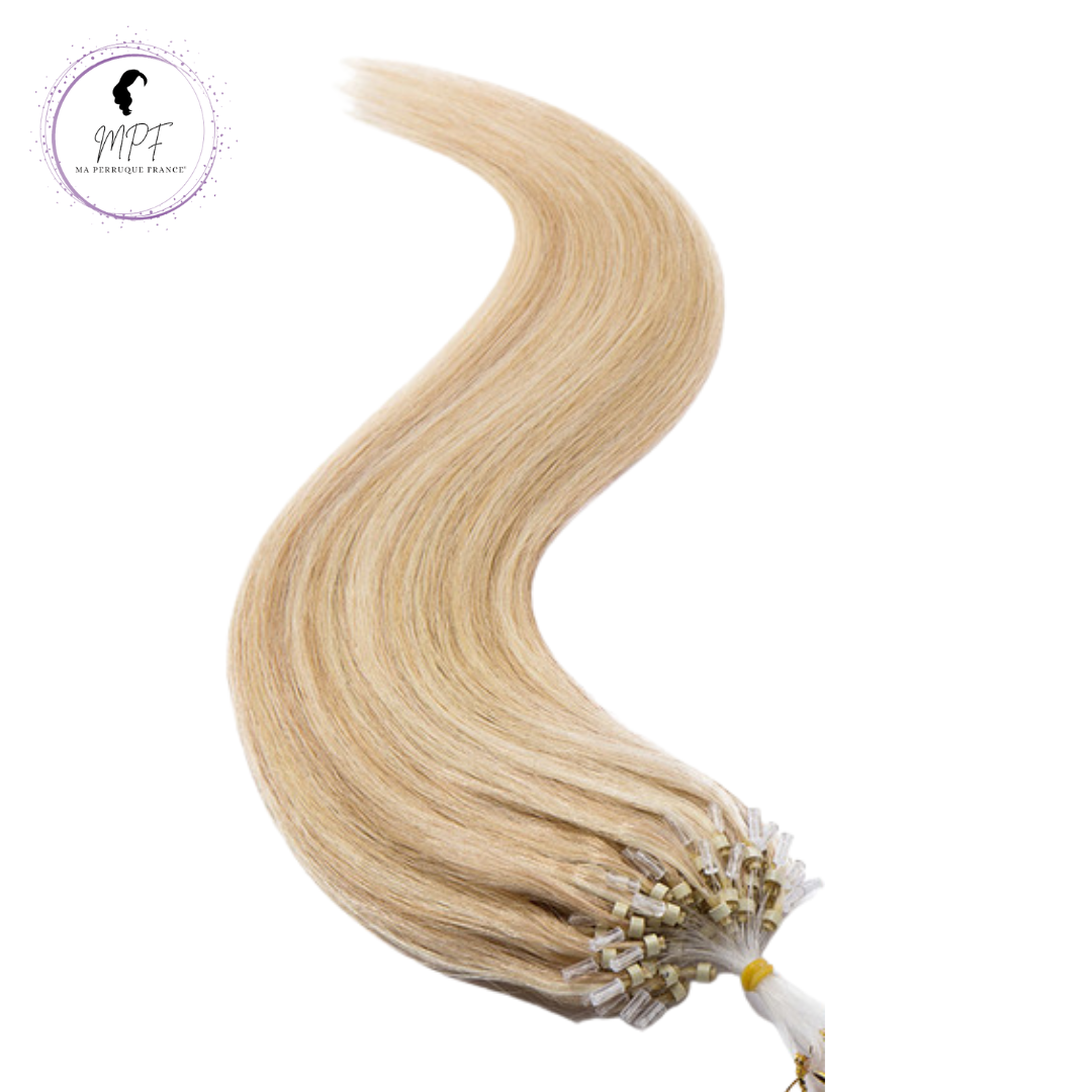 Extension à froid micro anneaux en cheveux 100% naturels - Blond platine