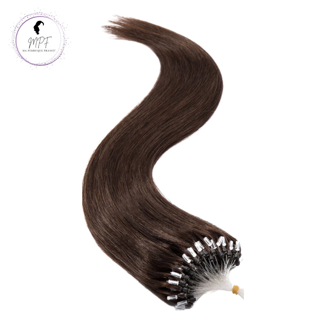 Extension à froid micro anneaux en cheveux 100% naturels - Brun