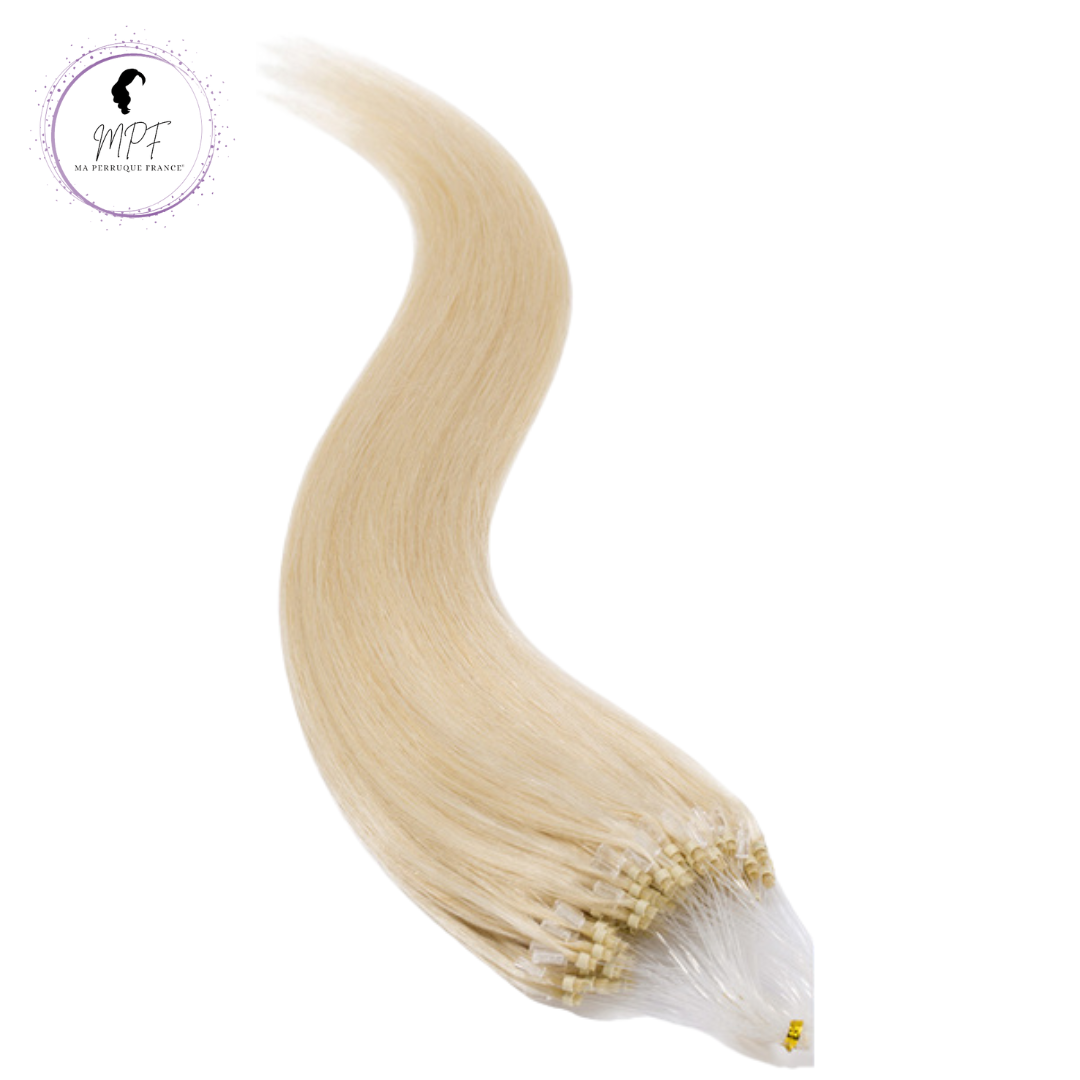 Extension à froid micro anneaux en cheveux 100% naturels - Blond platine