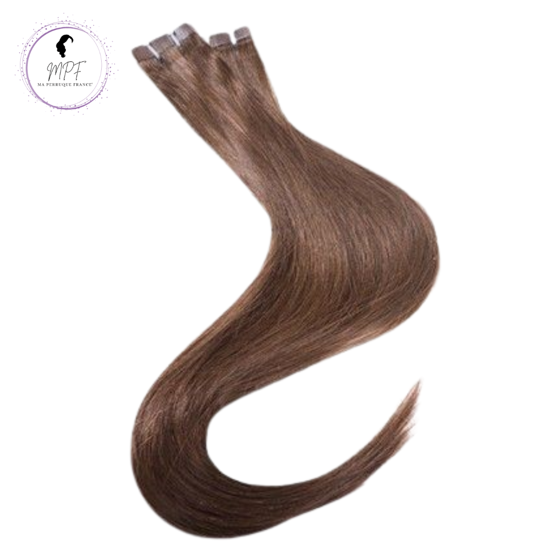 Extension adhésive en cheveux 100% naturels - Brun chocolat