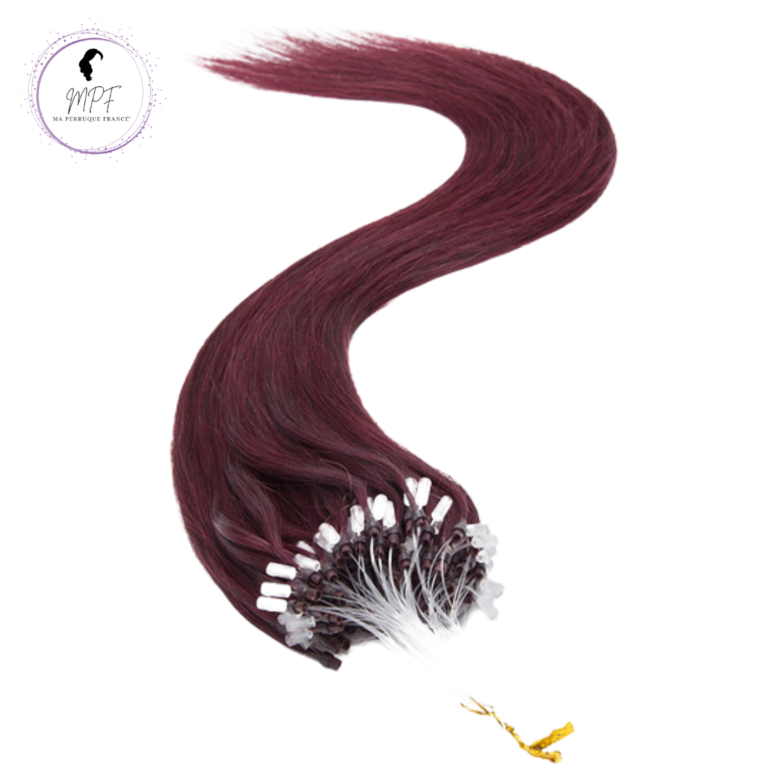 Extension à froid micro anneaux en cheveux 100% naturels - Bordeaux