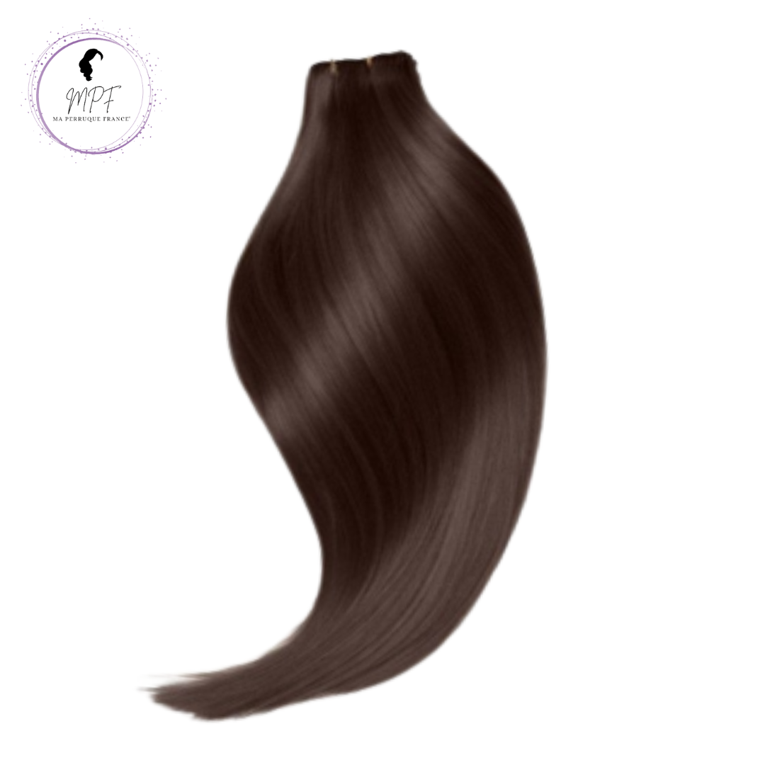 Extension à clips en cheveux 100% naturels - Brun