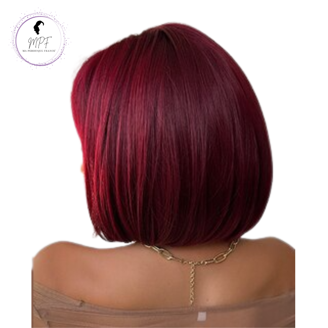 Perruque bob cheveux synthétiques Court/lisse- Couleur bordeaux