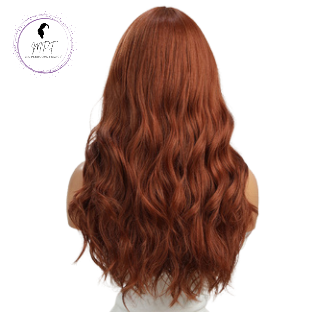 Perruque bob cheveux synthétiques longue/ondulée - Rousse