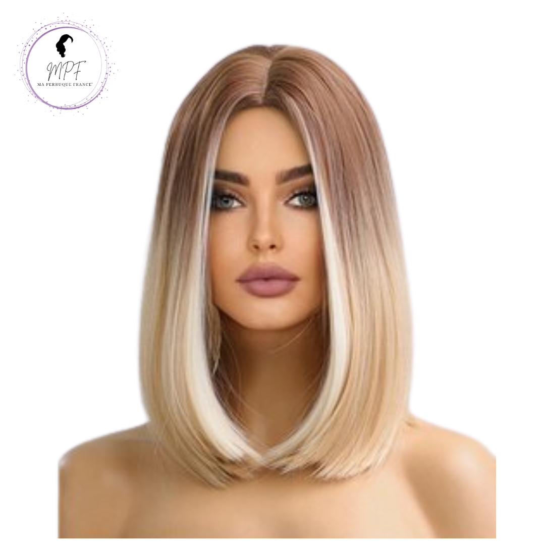 Perruque bob cheveux synthétiques Court/lisse - Blonde carré long