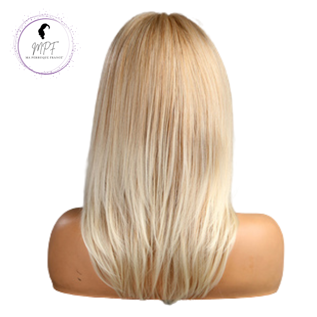 Perruque bob cheveux synthétiques mi-long/lisse - Blonde