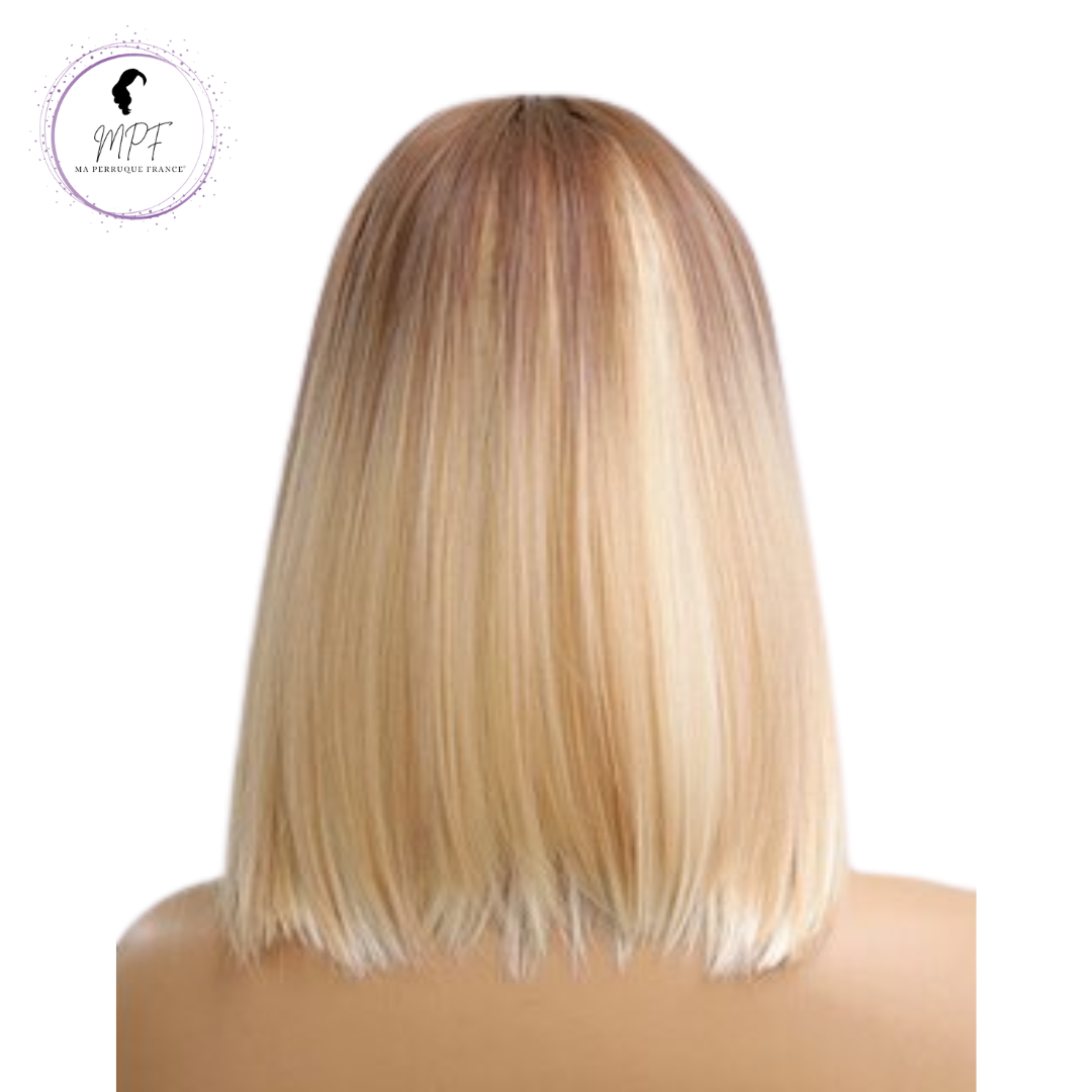 Perruque bob cheveux synthétiques Court/lisse - Blonde carré long