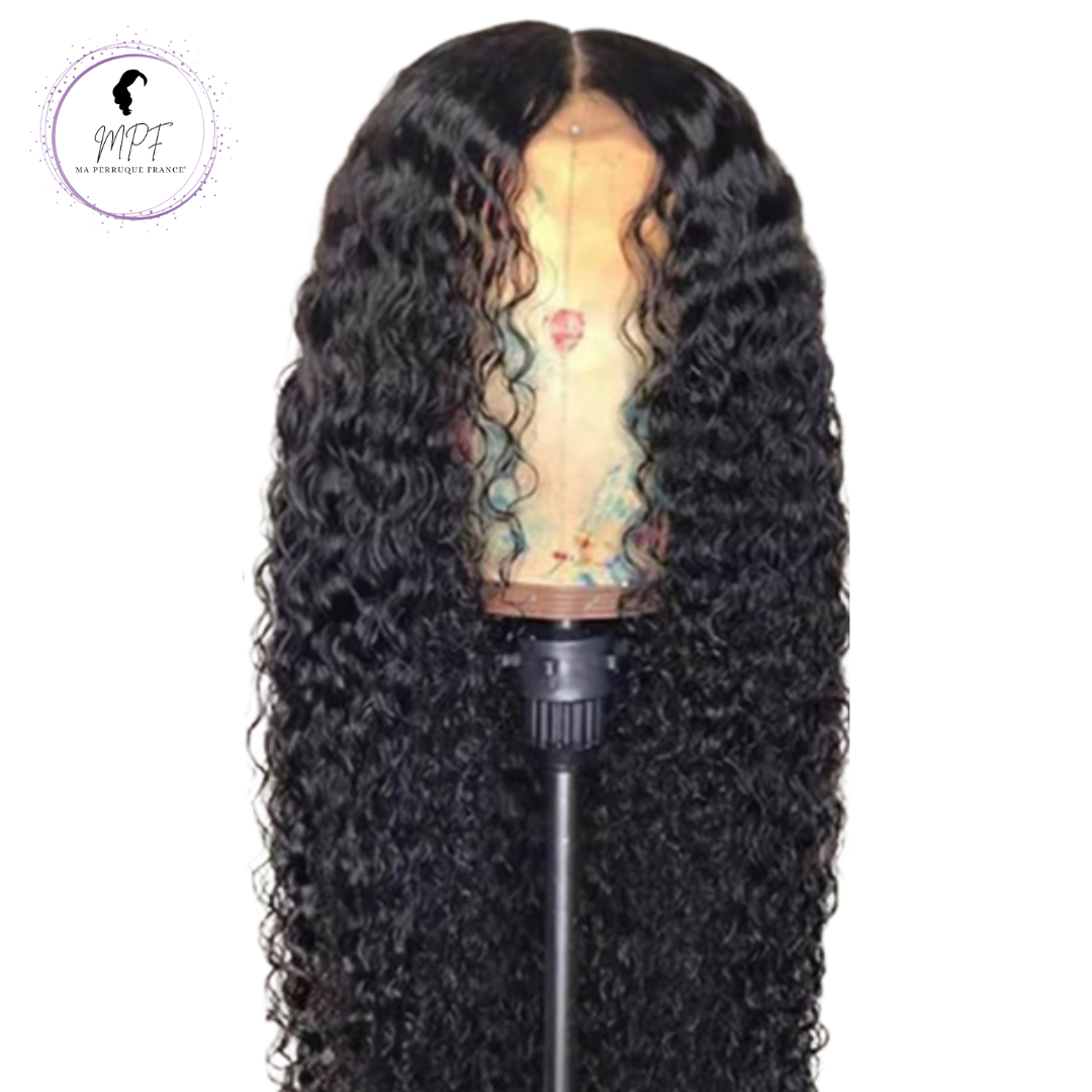 Perruque cheveux naturels longue/Bouclée - Brune