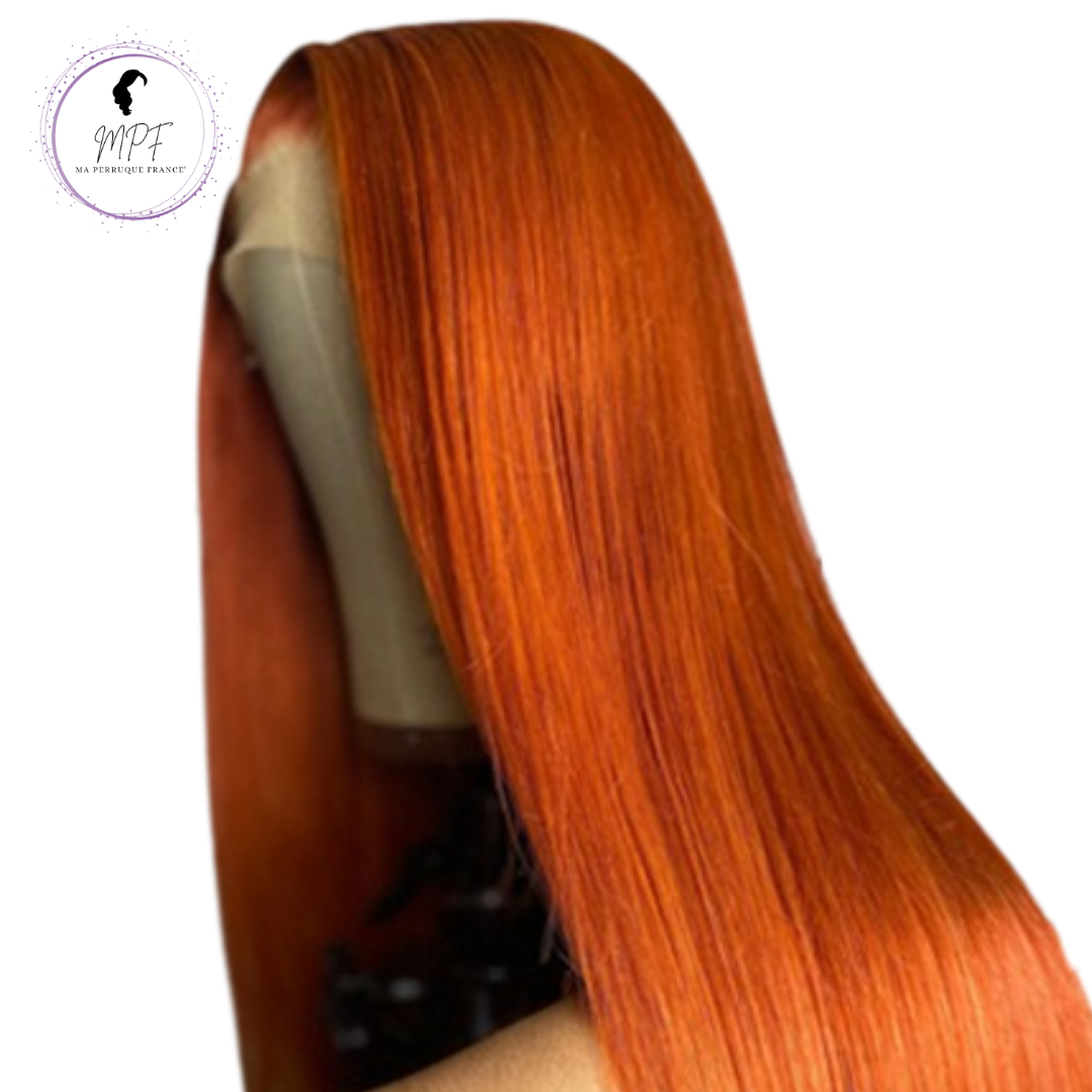 Perruque cheveux naturels longue/lisse - Rousse