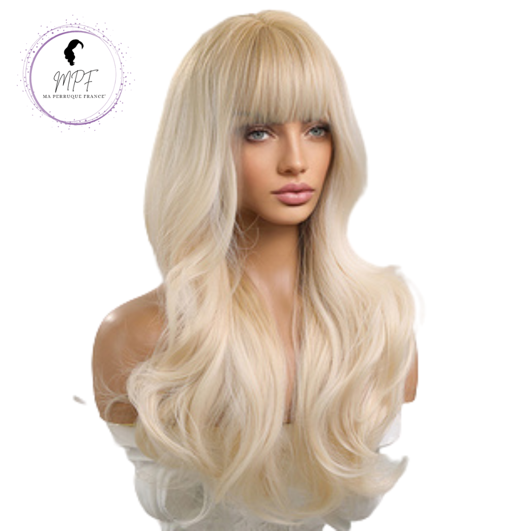 Perruque bob cheveux synthétiques mi-long/lisse - Blonde