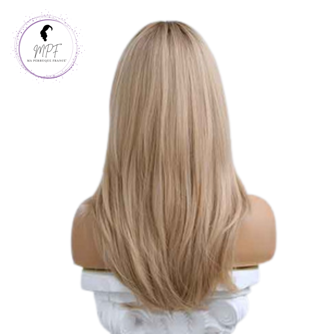 Perruque bob cheveux synthétiques mi-long/lisse - Blonde