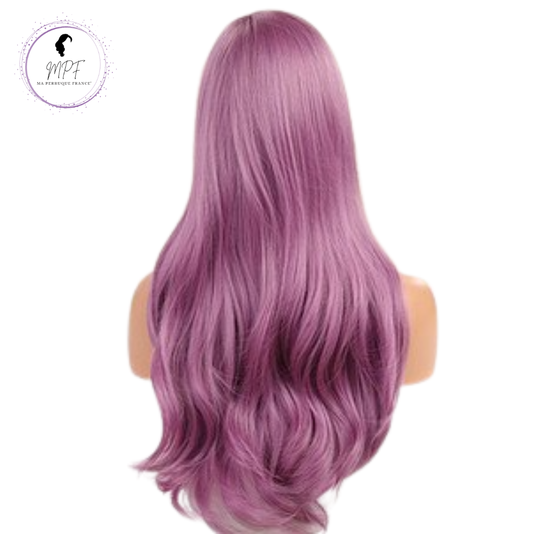 Perruque bob cheveux synthétiques longue/ondulée - Couleur Violette