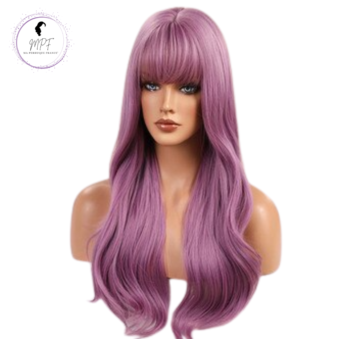 Perruque bob cheveux synthétiques longue/ondulée - Couleur Violette