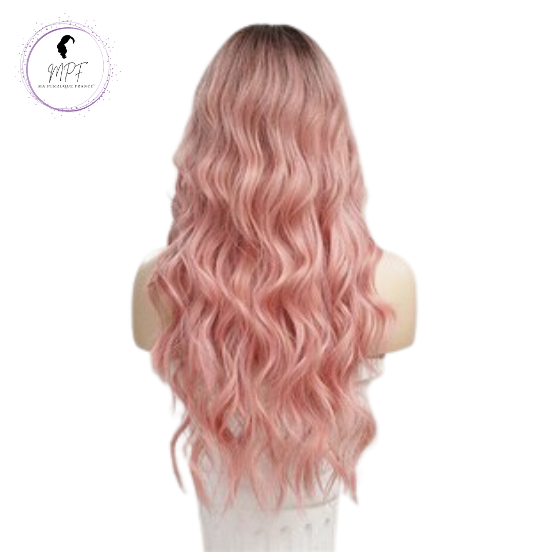 Copie de Perruque bob cheveux synthétiques longue/ondulée - Couleur Rose