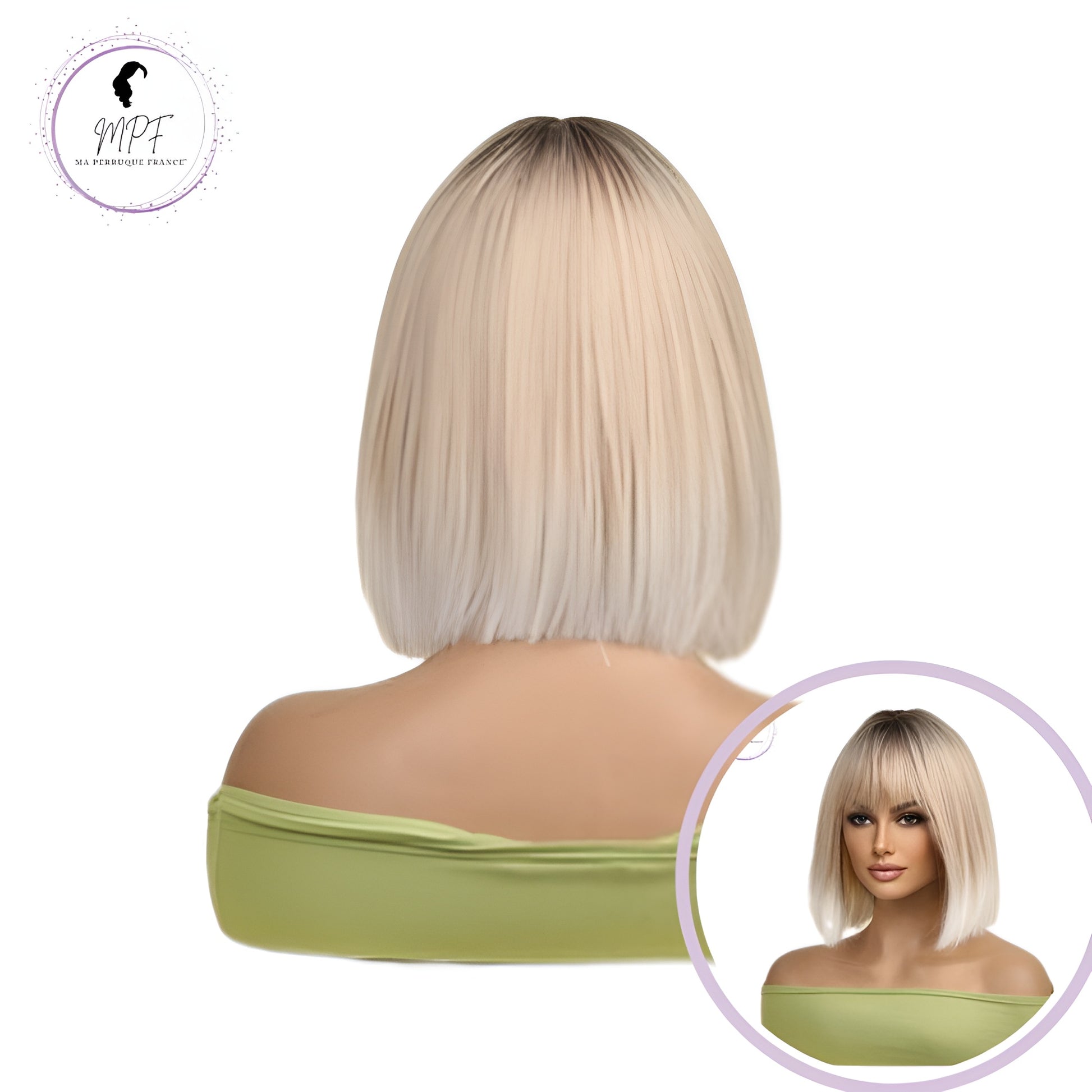 Perruque bob cheveux synthétiques Tie and dye courte/lisse - Blonde Brune