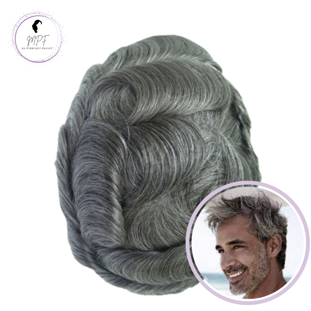 Complément capillaire Homme  - Gris 1 cheveux 100% naturels