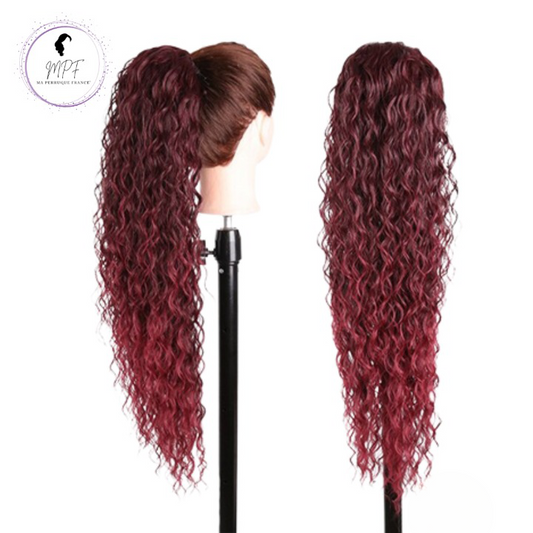 Extension ponytail synthétiques ondulés Brazian wave- Rouge Bordeaux