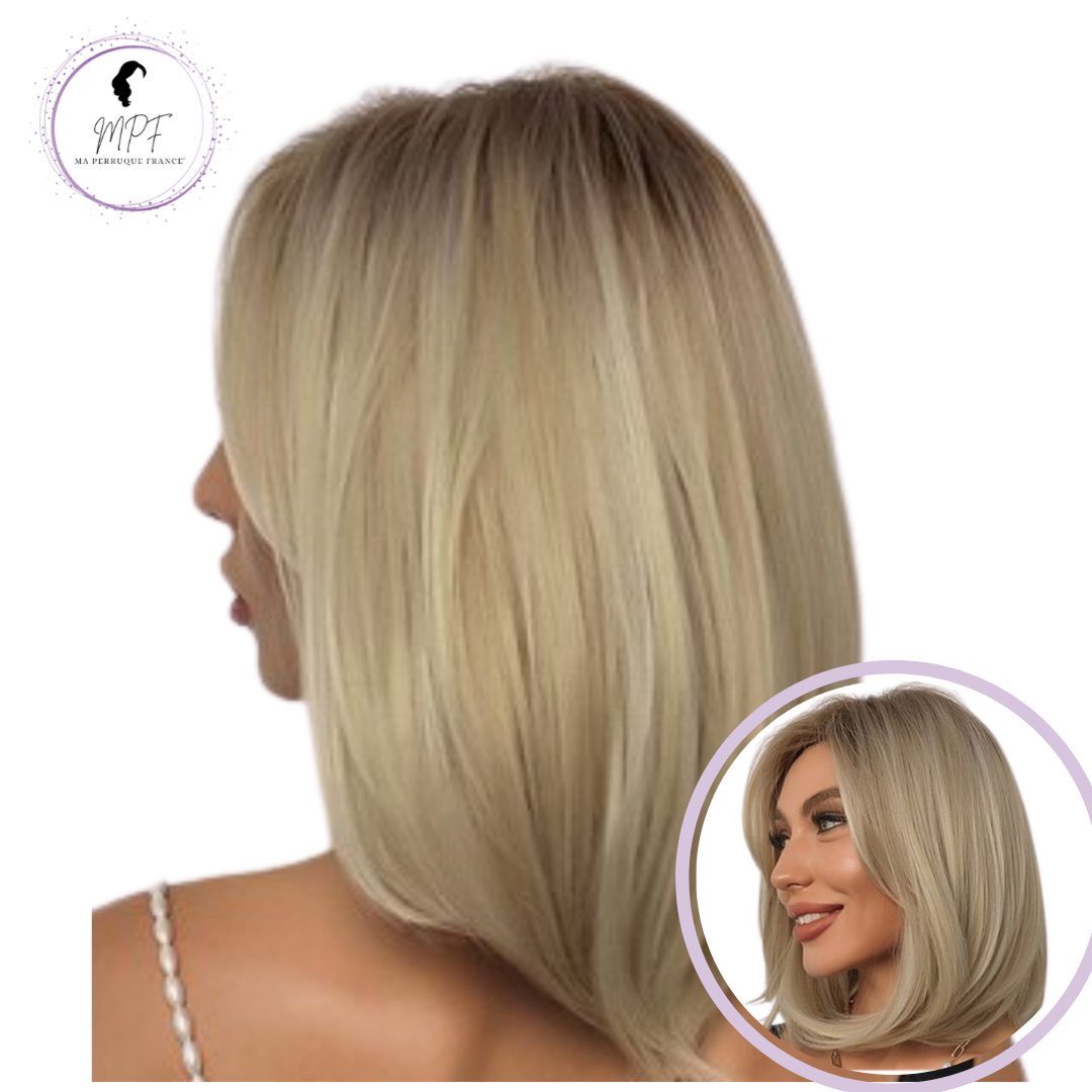 Perruque bob cheveux synthétiques courte/lisse - Blonde