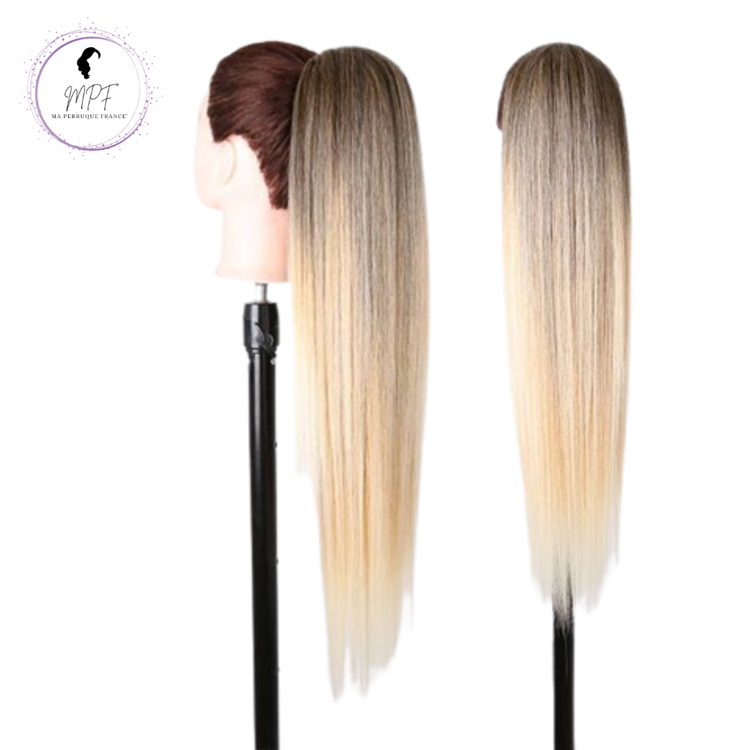 Extension ponytail synthétique lisse - Blonde Ombrée