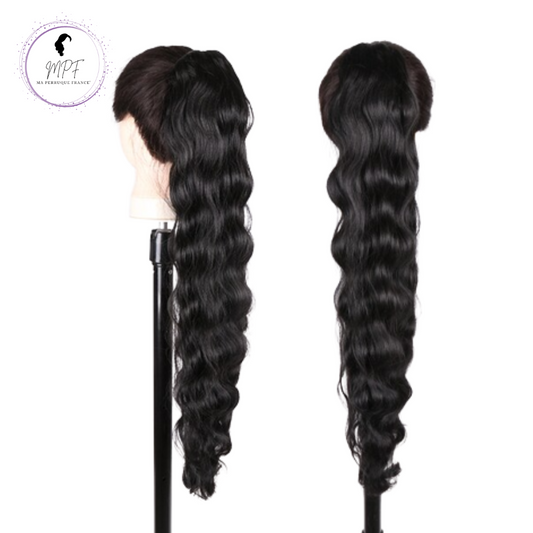 Extension ponytail synthétique ondulée Body wave - Noire