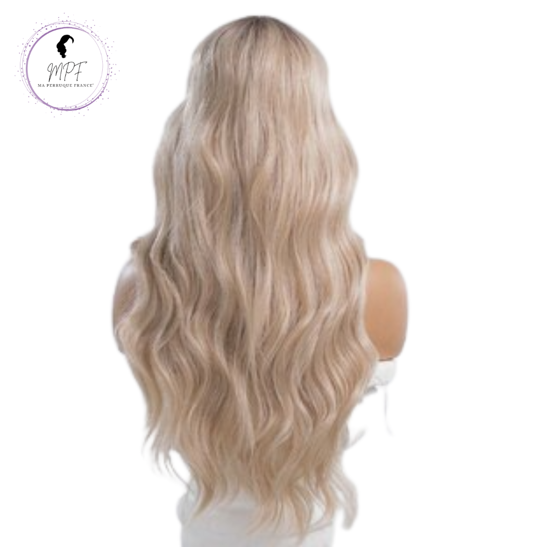 Perruque bob cheveux synthétiques longue/ondulée - Blonde