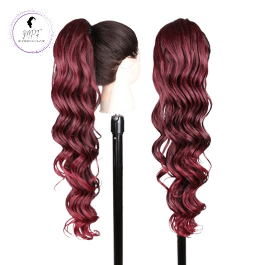 Extension ponytail synthétique ondulée Loose curl - Rouge Bordeaux