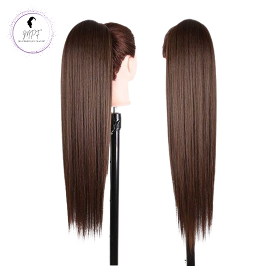 Extension ponytail synthétique lisse - Brune