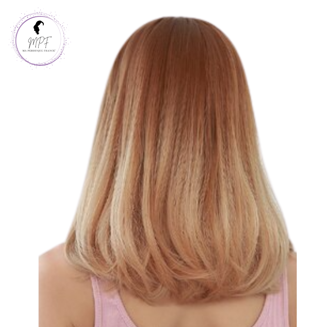 Perruque bob cheveux synthétiques Mi long/lisse - Rousse ombrée